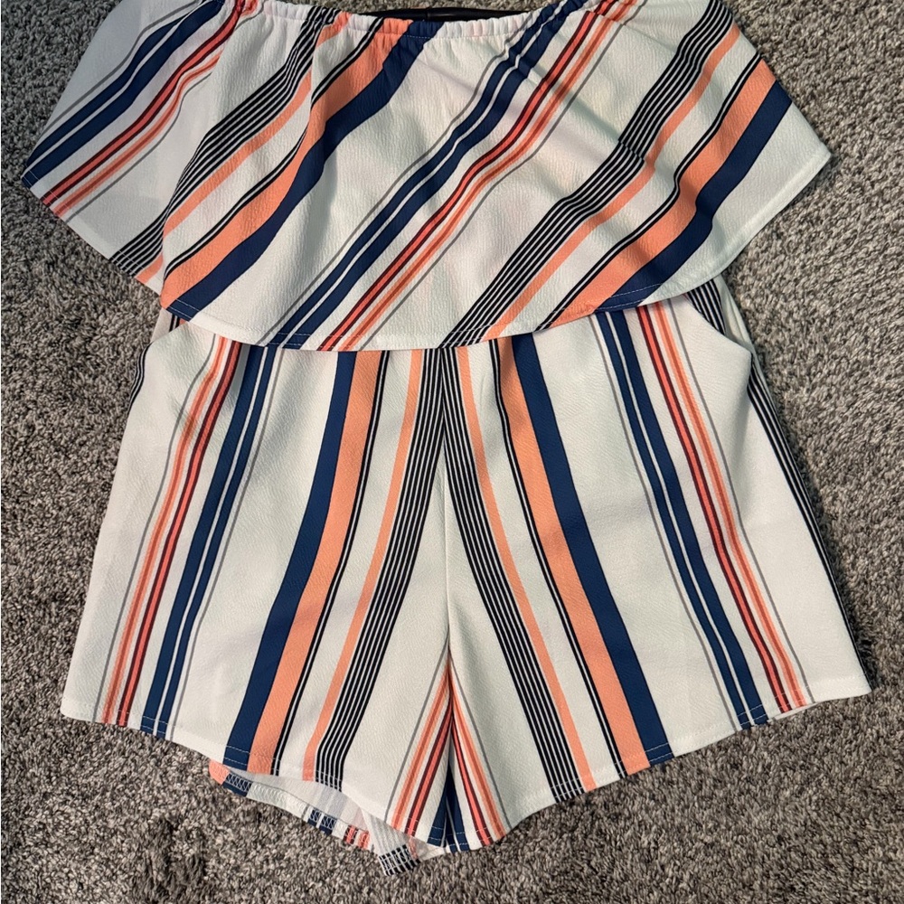 Striped Strapless Romper